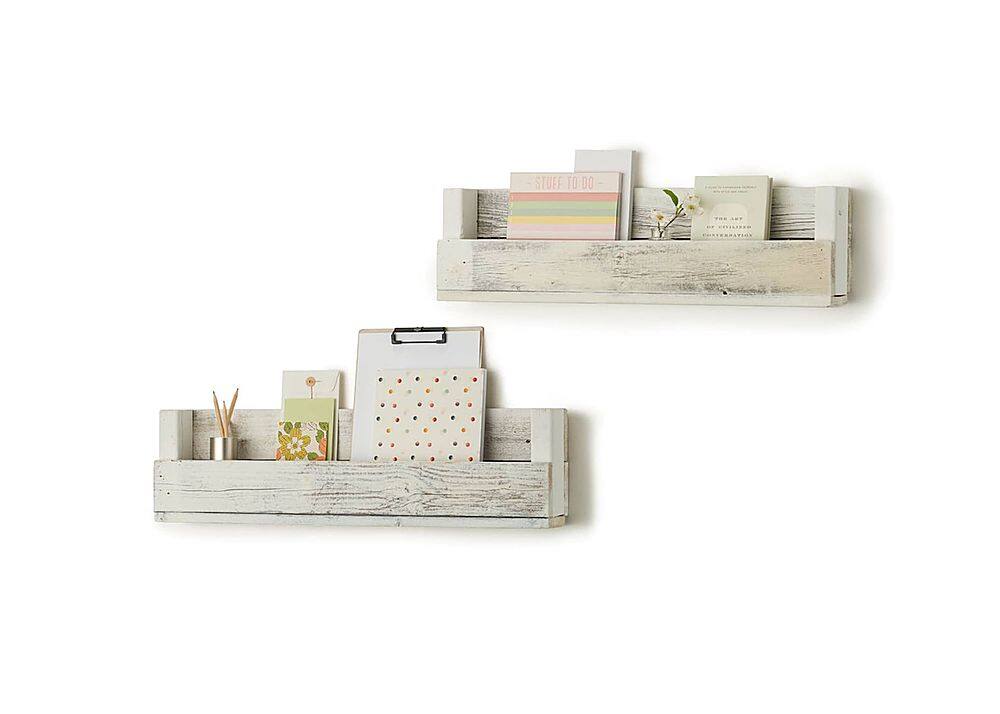Front. TRINITY - DRAKESTONE | Floating Book + Display Shelf | 2-Pack | White Wash - White Wash.