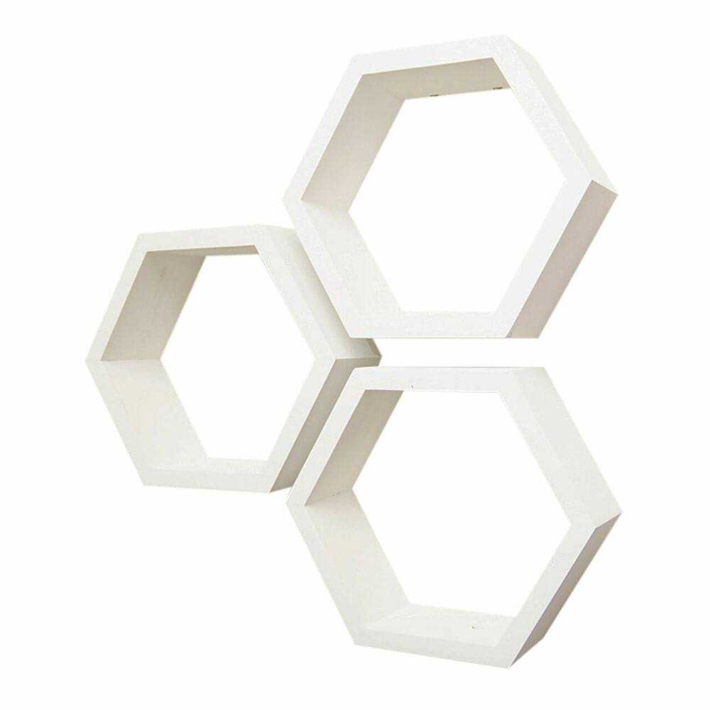 Alt View 11. TRINITY - DRAKESTONE | Hexagon Shelves | 3-Pack | White - White.