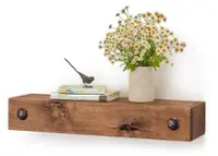 TRINITY - DRAKESTONE | Farmhouse Floating Shelf w/ Clavos | - Walnut - Front_Zoom