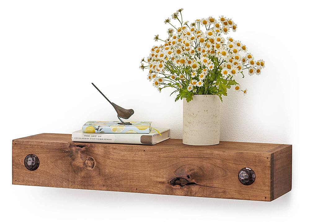 TRINITY - DRAKESTONE Farmhouse Floating Shelf w/ Clavos - Walnut