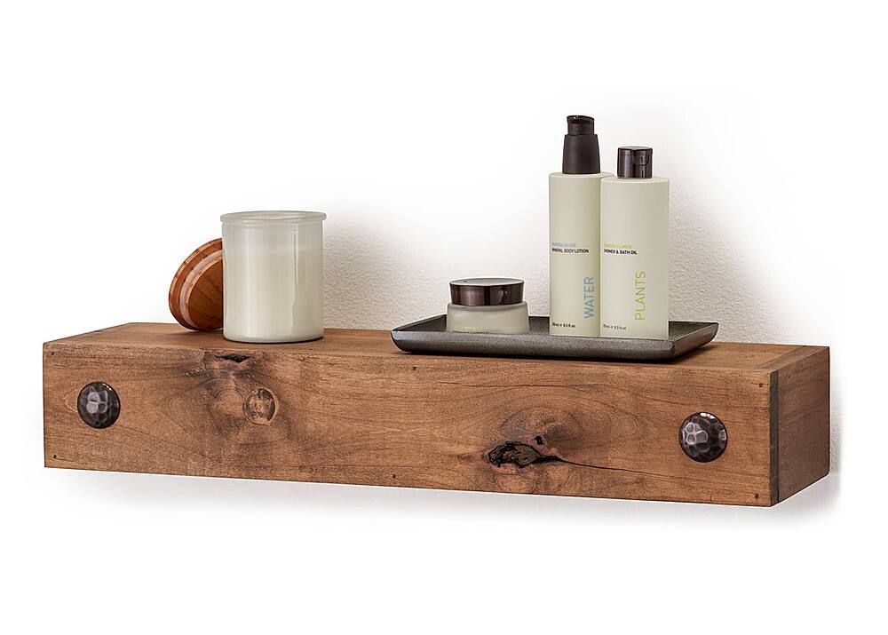 Alt View 11. TRINITY - DRAKESTONE | Farmhouse Floating Shelf w/ Clavos | Walnut - Walnut.
