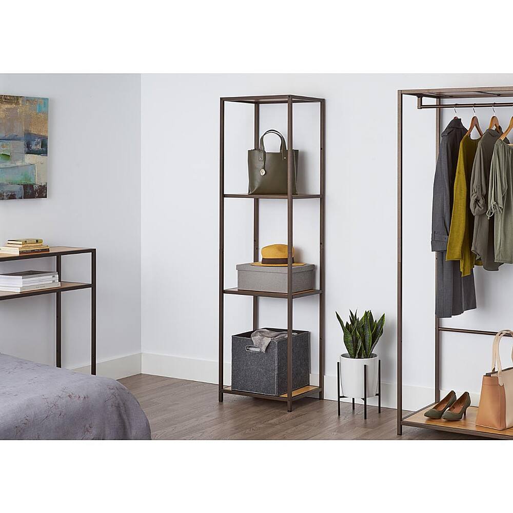 Angle. TRINITY - TRINITY 4-Tier | 15x20x72 | Bamboo Shelving Tower | Bronze Anthracite® - Bronze Anthracite®.