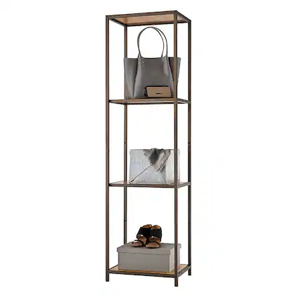 Front. TRINITY - TRINITY 4-Tier | 15x20x72 | Bamboo Shelving Tower | Bronze Anthracite® - Bronze Anthracite®.
