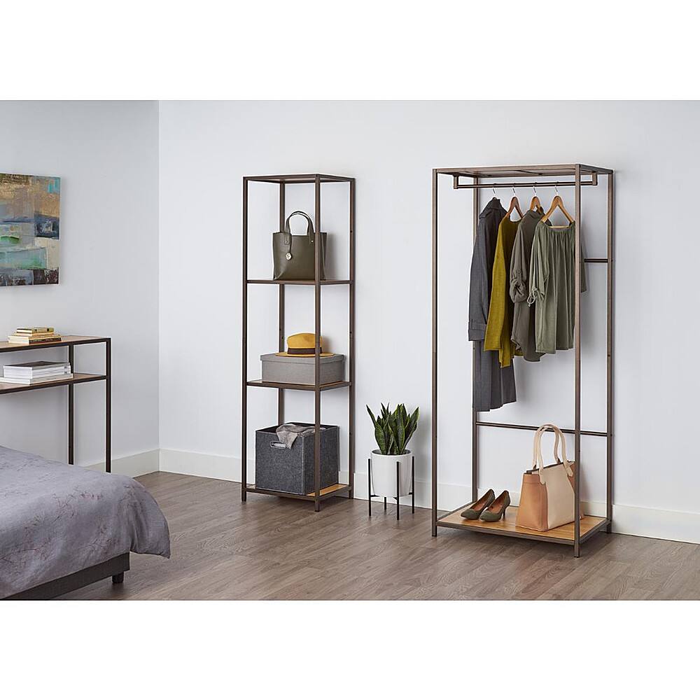 Left. TRINITY - TRINITY 4-Tier | 15x20x72 | Bamboo Shelving Tower | Bronze Anthracite® - Bronze Anthracite®.