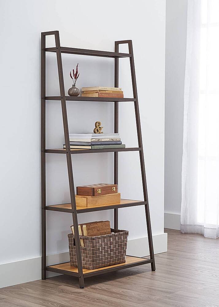 Angle. TRINITY - TRINITY 5-Tier | 27x14x60 | Leaning Bamboo Rack | Bronze Anthracite® - Bronze Anthracite®.