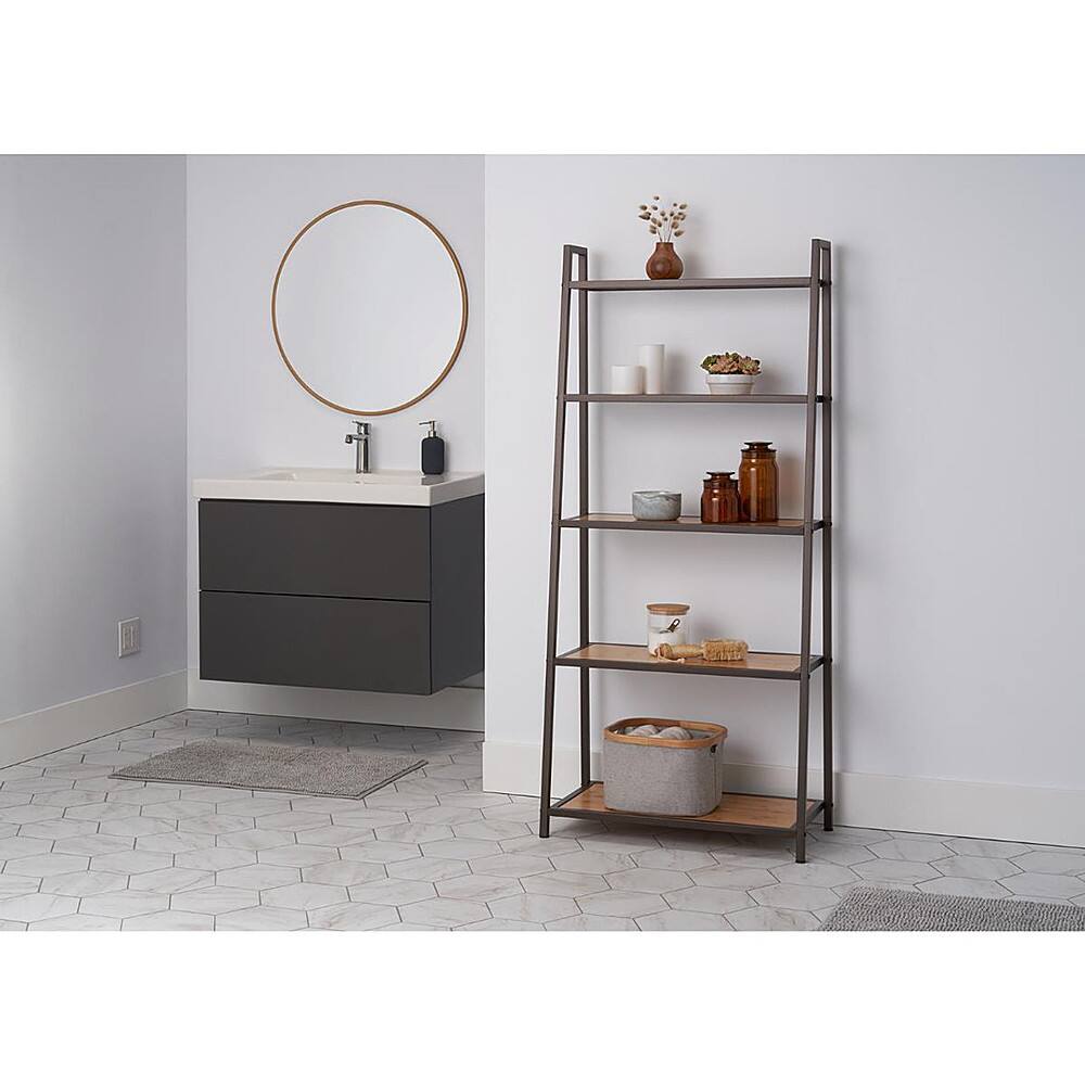 Left. TRINITY - TRINITY 5-Tier | 27x14x60 | Leaning Bamboo Rack | Bronze Anthracite® - Bronze Anthracite®.