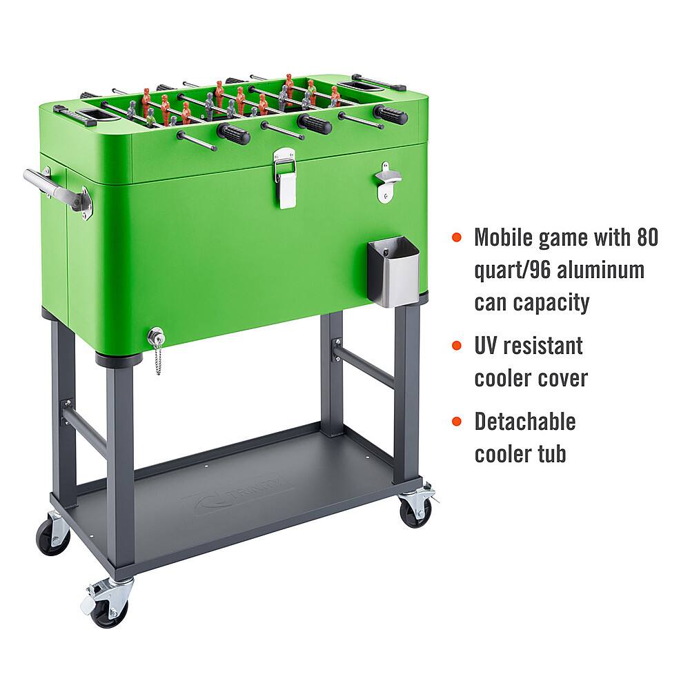 Angle. TRINITY - TRINITY | 80 Quart Foosball Cooler | Detachable Tub | w/ Cover | Electric Green - Electric Green.