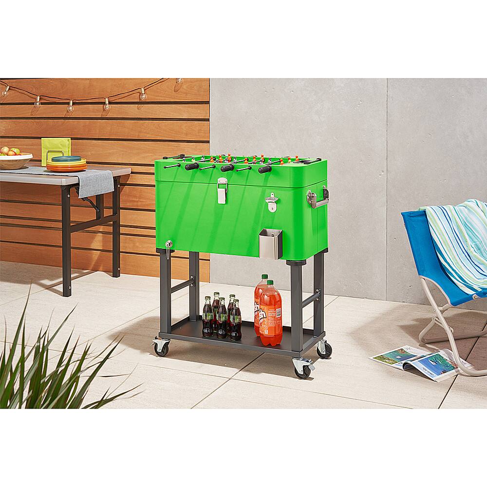 Left. TRINITY - TRINITY | 80 Quart Foosball Cooler | Detachable Tub | w/ Cover | Electric Green - Electric Green.