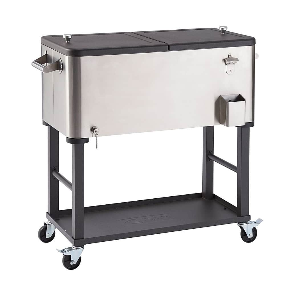Front. TRINITY - TRINITY | 100 Quart Stainless Steel Cooler | Detachable Tub - Stainless Steel, Black.