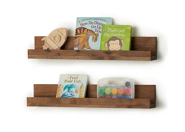 Front. TRINITY - DRAKESTONE |Floating Book + Display Shelf | 2-Pack | Walnut - Walnut.