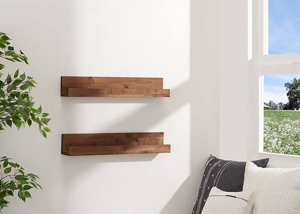 Left. TRINITY - DRAKESTONE |Floating Book + Display Shelf | 2-Pack | Walnut - Walnut.