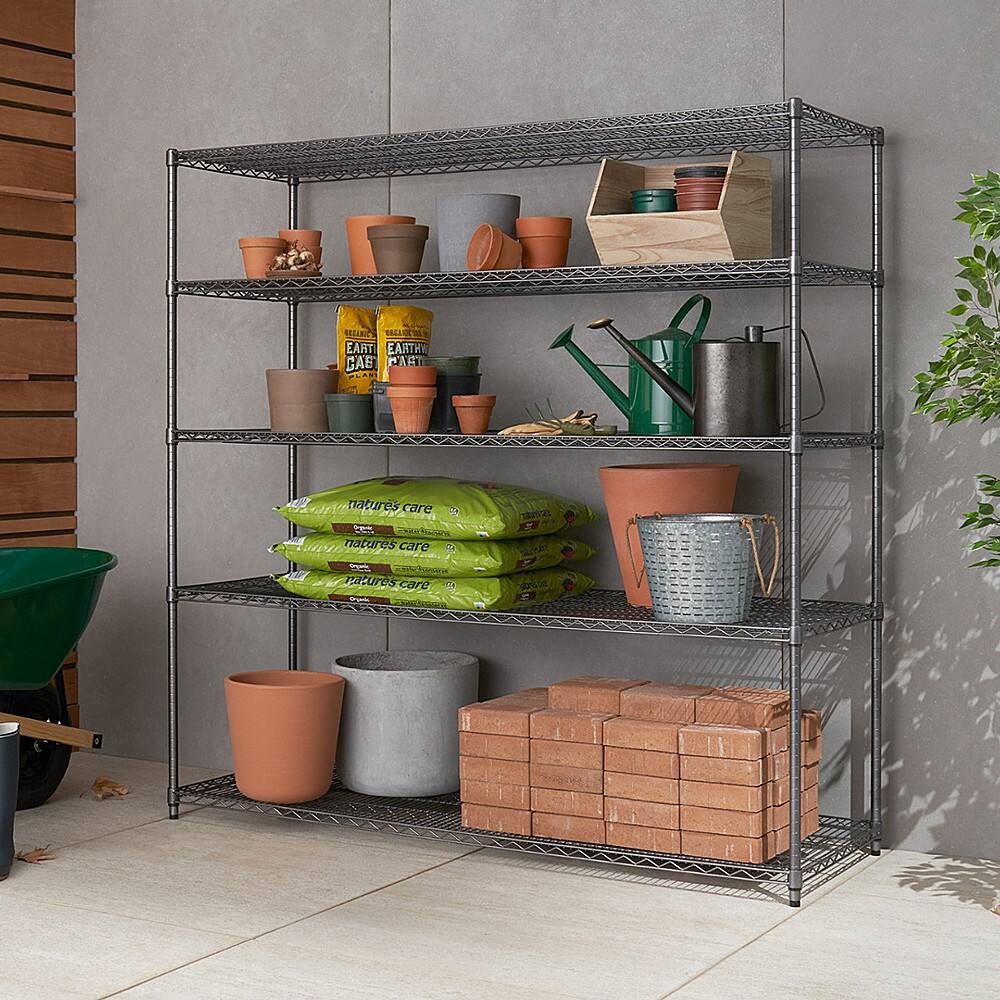 Angle. TRINITY - TRINITY PRO® 5-Tier | 72x24x72 | Industrial Wire Shelving | NSF | Black Anthracite® - Black Anthracite®.