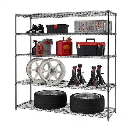 Front. TRINITY - TRINITY PRO® 5-Tier | 72x24x72 | Industrial Wire Shelving | NSF | Black Anthracite® - Black Anthracite®.