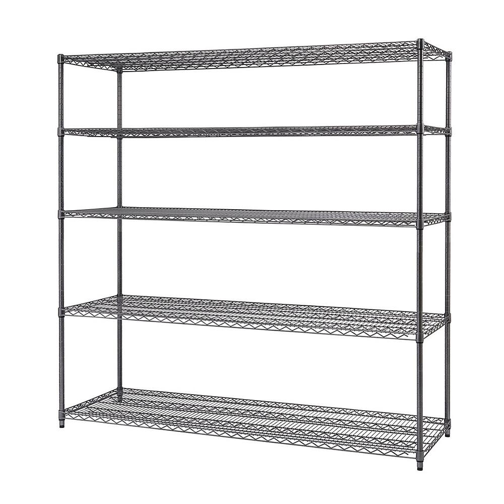Left. TRINITY - TRINITY PRO® 5-Tier | 72x24x72 | Industrial Wire Shelving | NSF | Black Anthracite® - Black Anthracite®.