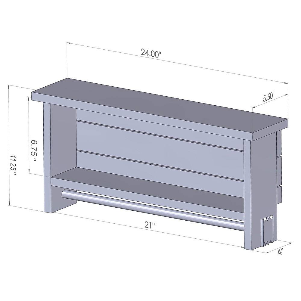 Alt View 14. TRINITY - DRAKESTONE | Towel Bar w/ Shelves | Walnut - Walnut.
