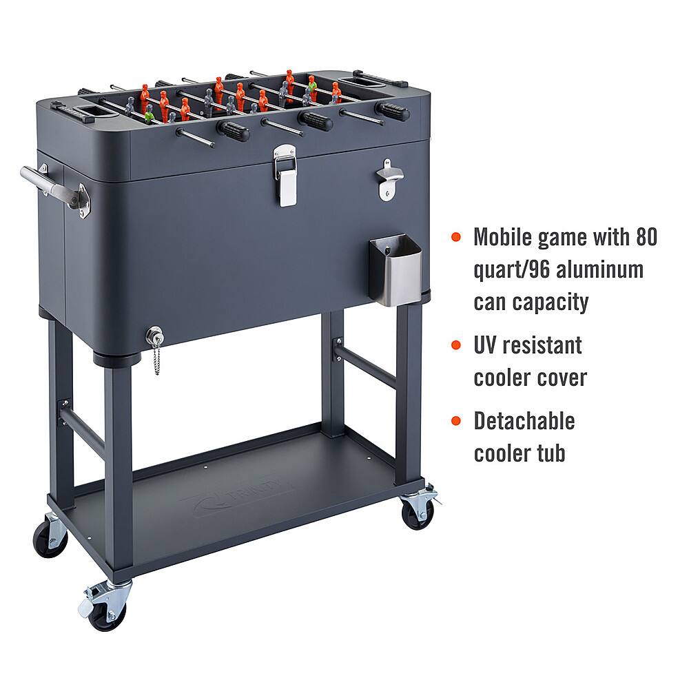Angle. TRINITY - TRINITY | 80 Quart Foosball Cooler | Detachable Tub | w/ Cover | Charcoal Gray - Charcoal Gray.