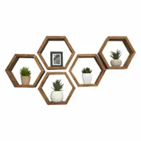 TRINITY - DRAKESTONE | Hexagon Shelves | 5-Pack | - Walnut - Front_Zoom