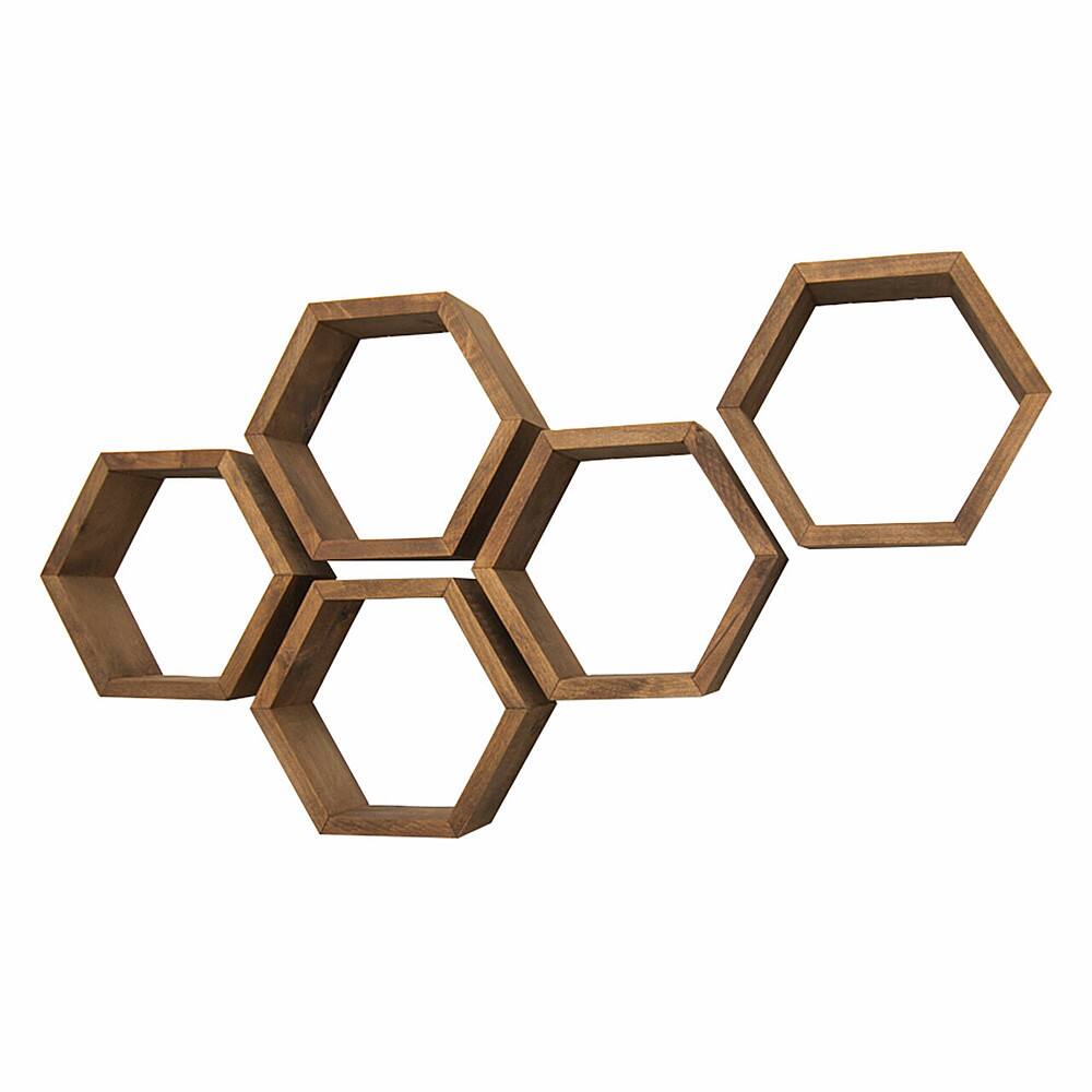Alt View 11. TRINITY - DRAKESTONE | Hexagon Shelves | 5-Pack | Walnut - Walnut.