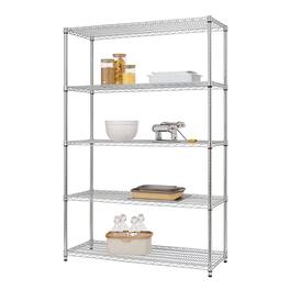 TRINITY - EcoStorage 5-Tier 48x18x72 Commercial Wire Shelving NSF Chrome - Chrome