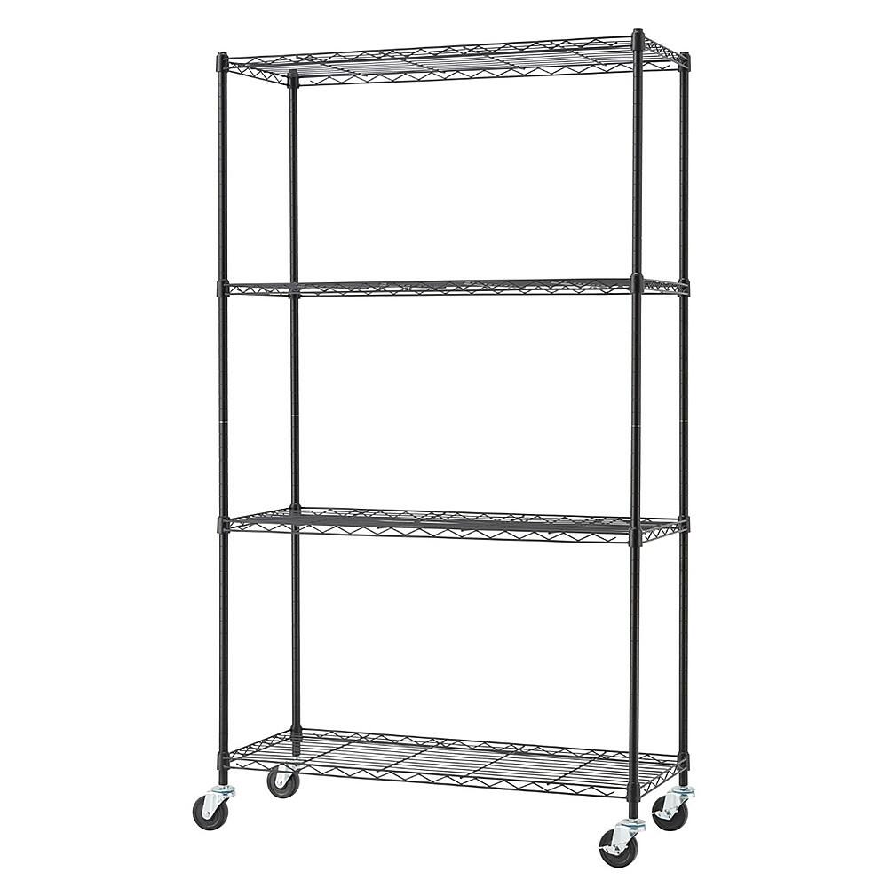 Angle. TRINITY - TRINITY BASICS® 4-Tier | 36x14x60 | Wire Shelving | NSF | w/ Wheels | Black - Black.
