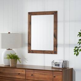 TRINITY - DRAKESTONE 24x31 Farmhouse Vanity Mirror w/ Clavos - Walnut