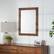 Angle. TRINITY - DRAKESTONE | 24x31 Farmhouse Vanity Mirror w/ Clavos | Walnut - Walnut.