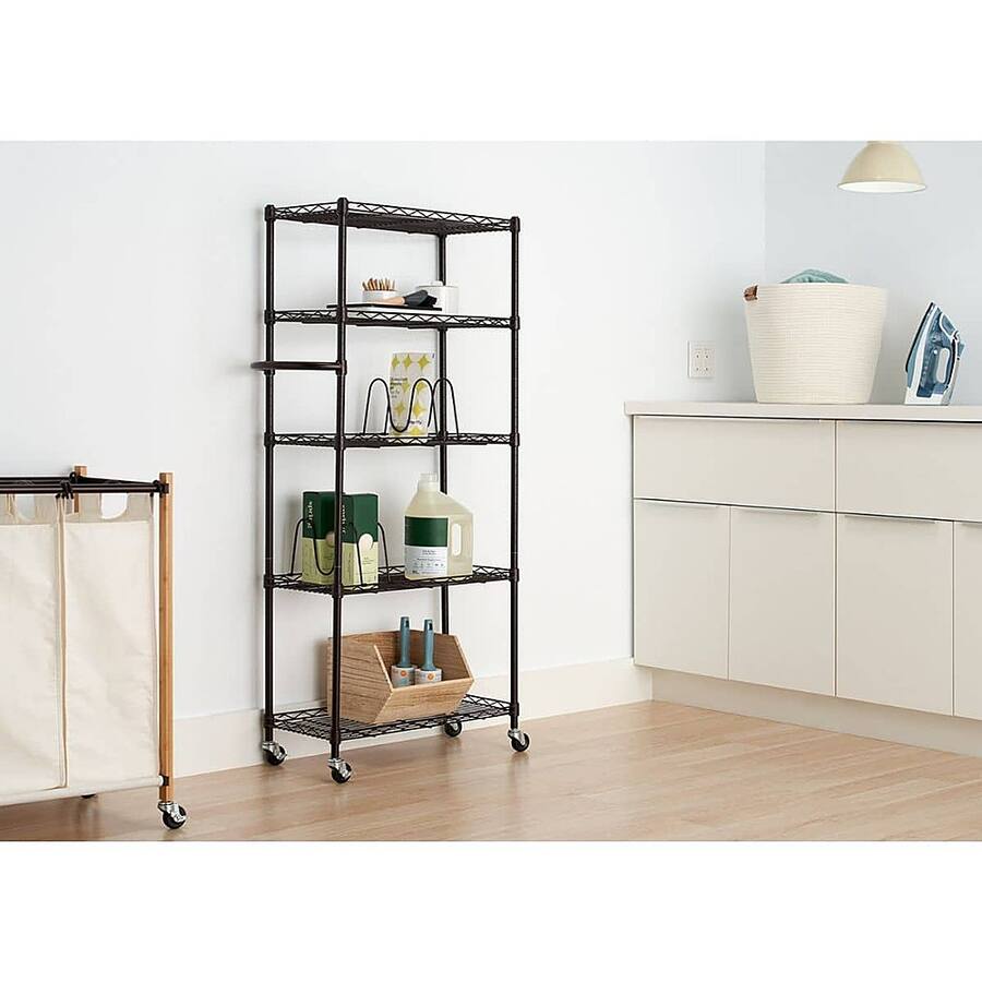 TRINITY BASICS 5 Tier 24x12x55.5 Pantry Rack NSF w/ Wheels Dark Bronze ...