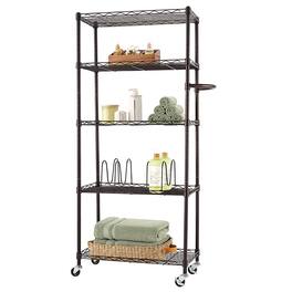 TRINITY - BASICS 5-Tier 24x12x55.5 Pantry Rack NSF w/ Wheels Dark Bronze - Dark Bronze