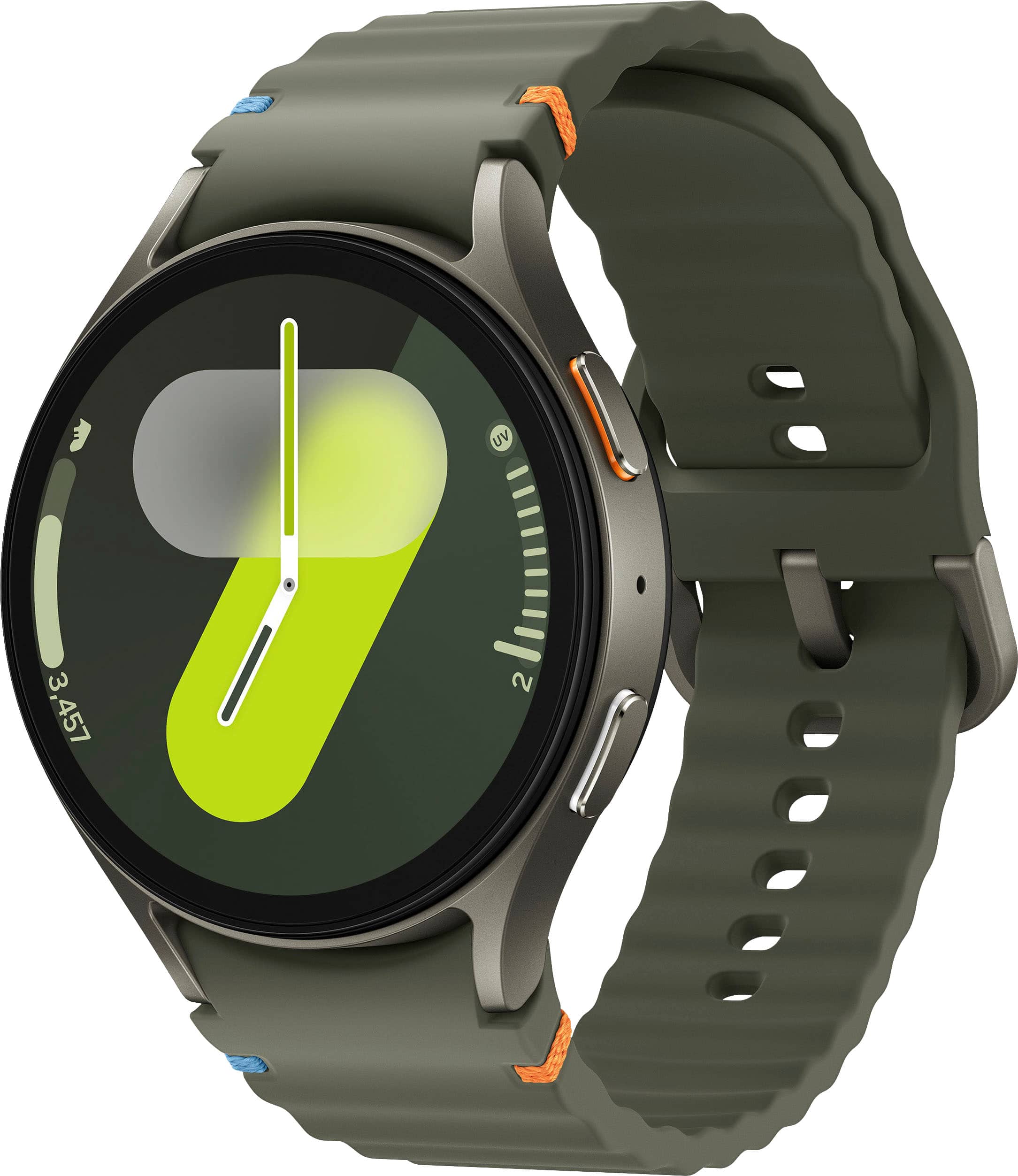 Front. Samsung - Galaxy Watch7 Aluminum Smartwatch 44mm LTE - Green.