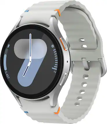 Front. Samsung - Galaxy Watch7 Aluminum Smartwatch 44mm BT - Silver.