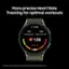The image features a watch with a heart rate monitor, which provides more precise heart rate tracking for optimal workouts. The watch displays the average heart rate and maximum heart rate, as well as the current zone, which is 3. The heart rate software functions are not intended for medical use.