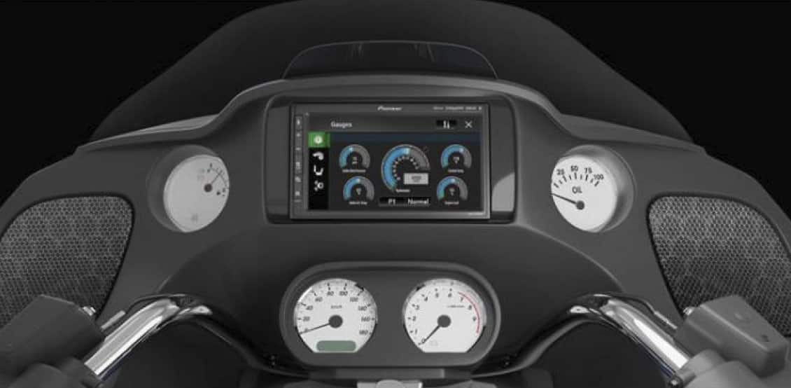 Left. Maestro - Radio Replacement Dash Kit for Harley Davidson Motorcycles 2014 and up. - Black.