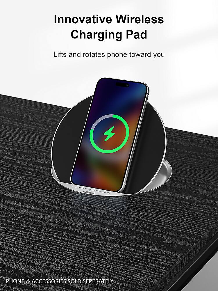 Innovative Wireless Charging Pad Lifts and rotates phone toward you. Phone & Accessories Sold Separately.