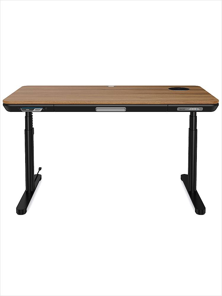 Angle. ErgoAV - Height Adjustable Standing Desk with Integrated Power Management - Walnut.