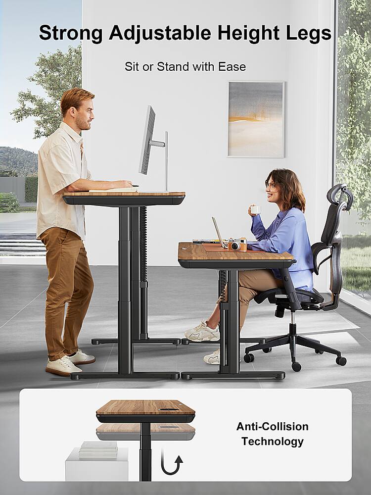 Strong Adjustable Height Legs: Sit or Stand with Ease Anti-Collision Technology