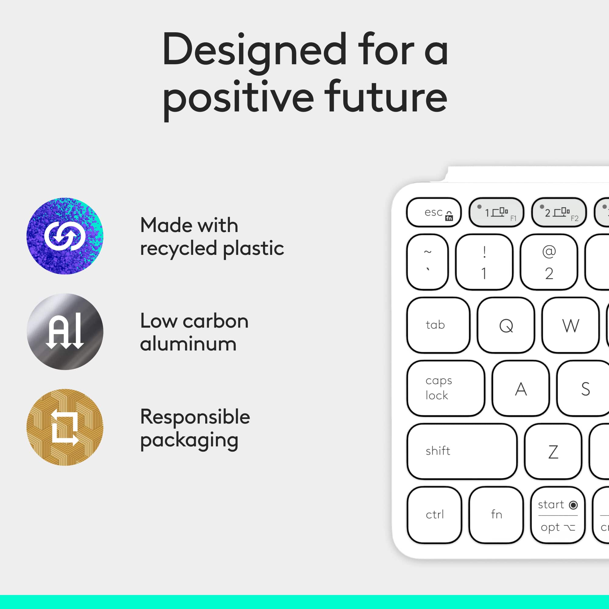 Designed for a positive future Made with recycled plastic.