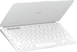 Logitech - Keys-To-Go 2 Slim Portable Bluetooth Keyboard for iPad, iPhone, Mac, and Apple TV With Built-in Cover - Pale Gray - Front_Zoom