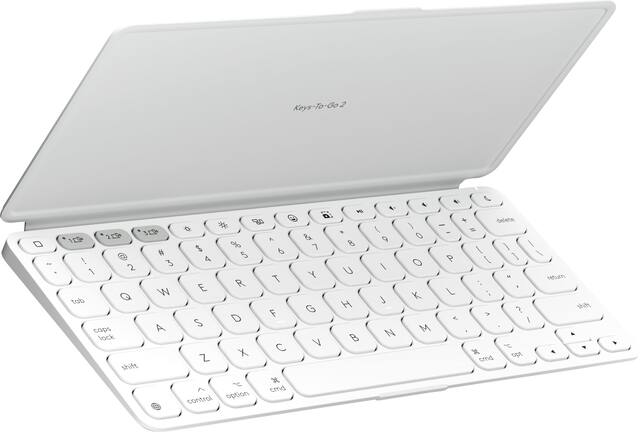 Logitech - Keys-To-Go 2 Slim Portable Bluetooth Keyboard for iPad, iPhone, Mac, and Apple TV With Built-in Cover - Pale Gray
