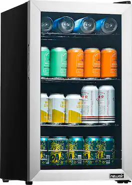 NewAir - Refurbished Beverage Fridge w/ Glass Door - Stainless Steel