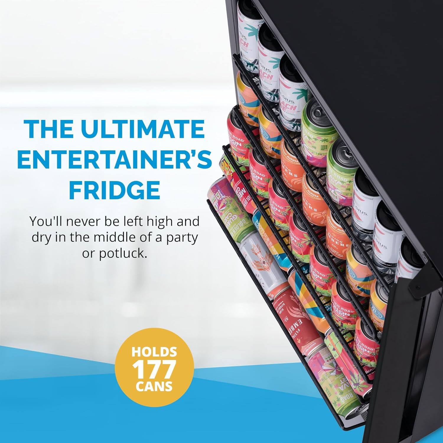 The Ultimate Entertainer's Fridge: You'll never be left high and dry in the middle of a party or potluck. Holds 177 cans.