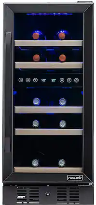 NewAir - Refurbished Built-In Dual Zone Wine Cooler w/ Beech Wood Shelves - Black