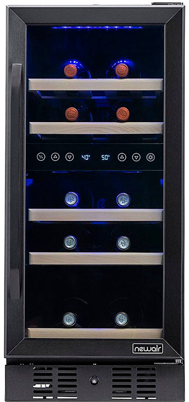 Front. NewAir - Newair Built-In Dual Zone Wine Cooler w/ Beech Wood Shelves - Black.