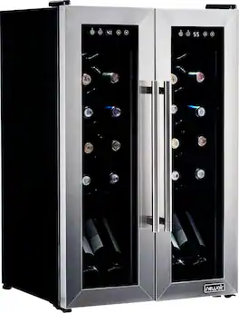 NewAir - Refurbished Wine Cooler Refrigerator w/ Dual Temperature Zones - Black