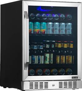 NewAir - Refurbished 24” Built-in Beverage Fridge w/ Triple-Pane Glass - Stainless Steel