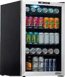 NewAir - Refurbished Freestanding Beverage Fridge w/ SplitShelf - Stainless Steel - Front_Zoom