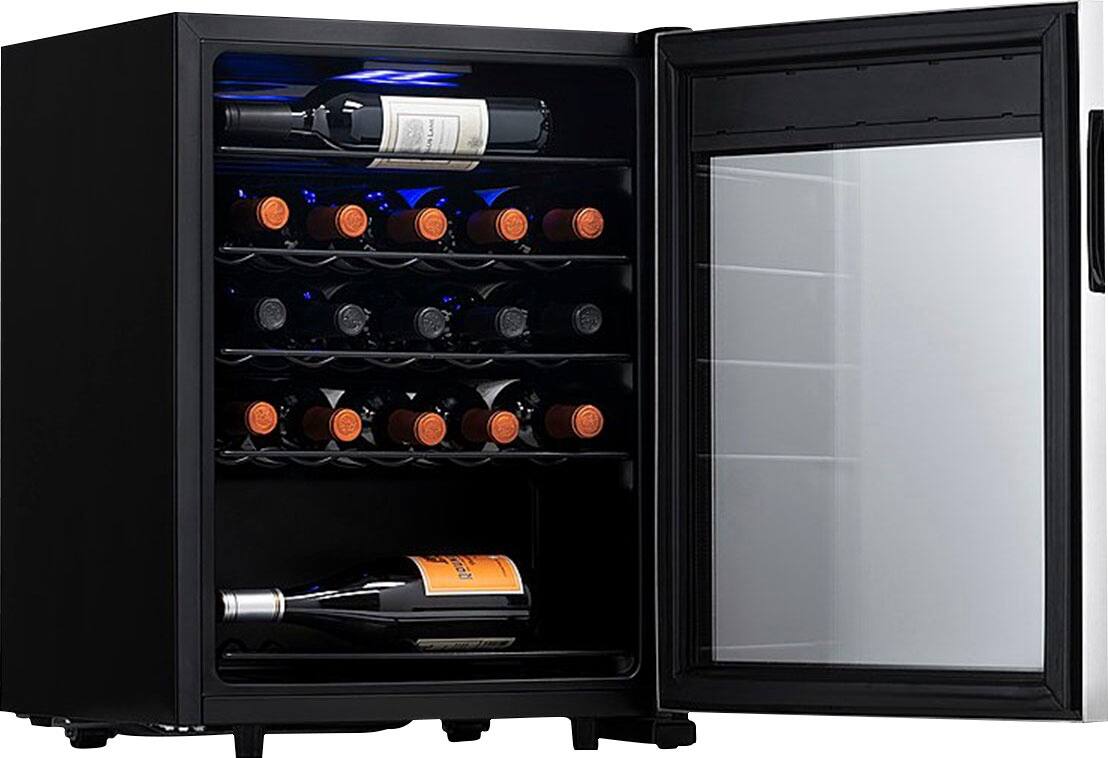 Left. NewAir - Newair Freestanding Wine Fridge w/ Digital Thermostat - Stainless Steel.