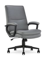 Serta - Comfort Mid-Back Bonded Leather Executive Office Chair - Gray - Front_Zoom