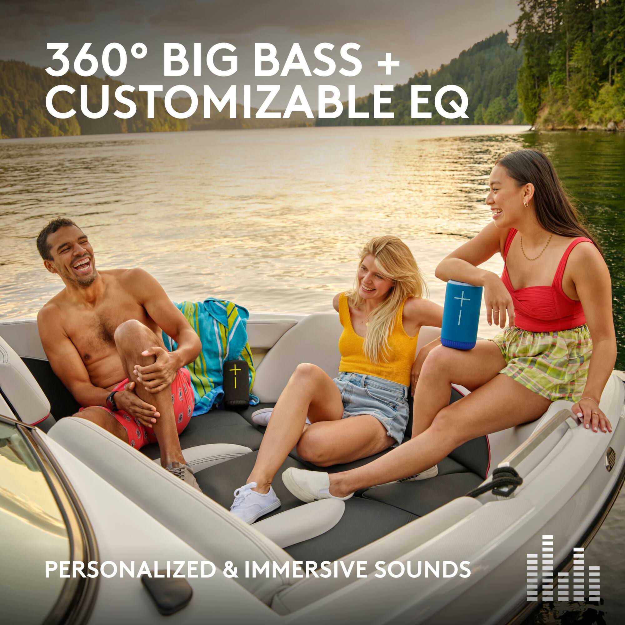 360 Big Bass + Customizable EQ + Personalized & Immersive Sounds