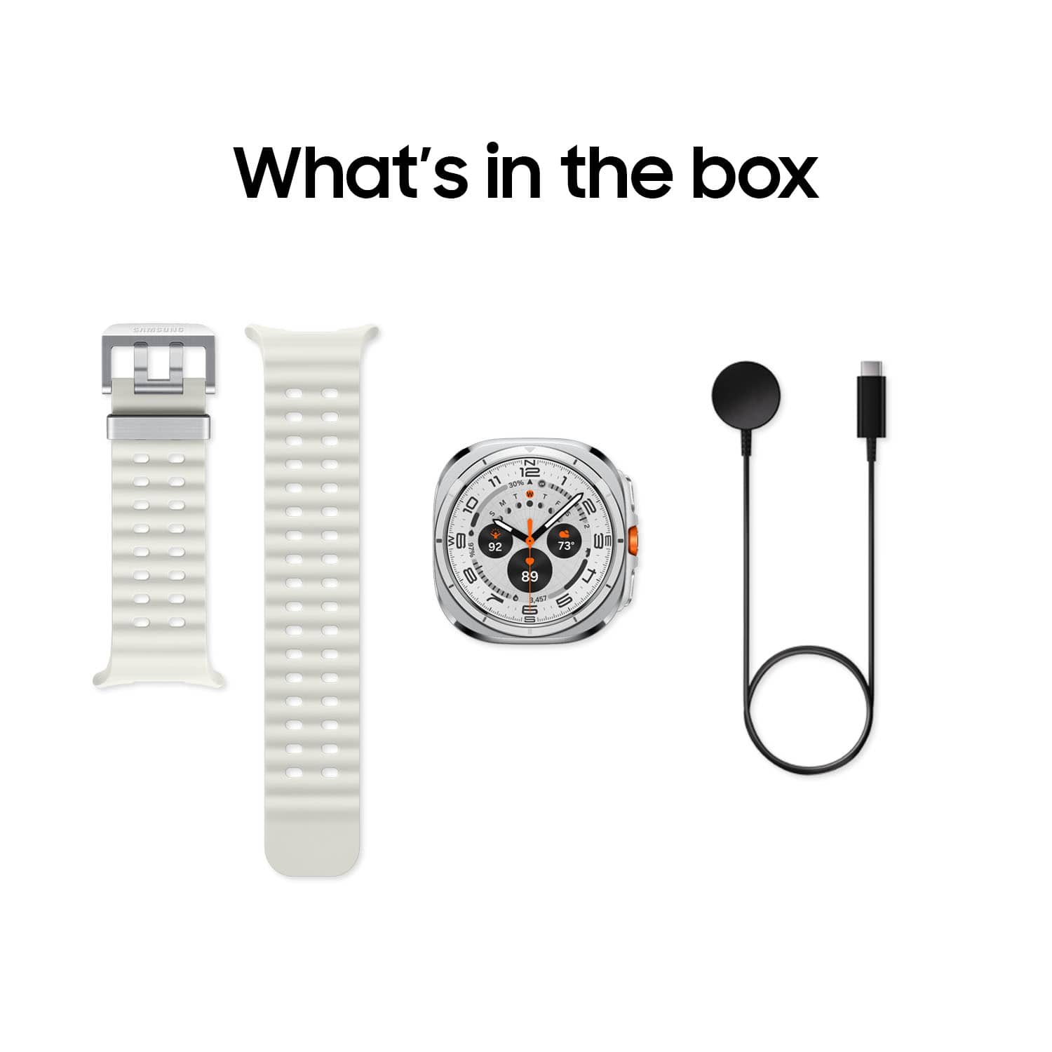 What's in the box: Samsung Z11, a watch, and a charger.