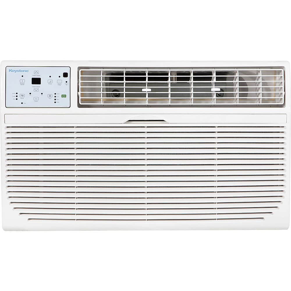 Front. Keystone - 8,000 BTU 115V Through-the-Wall Air Conditioner with Follow Me LCD Remote Control - White.
